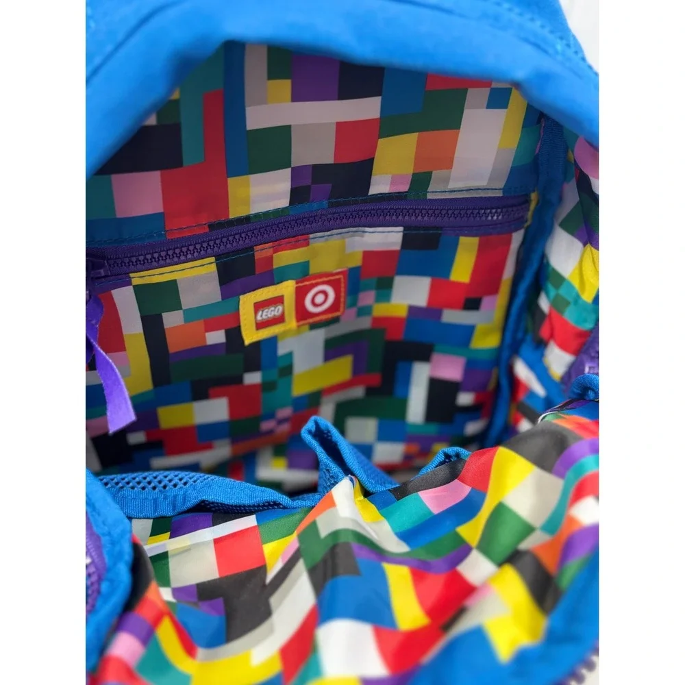 LEGO x Target Quilted Puffer Backpack Blue Limited Edition Brick Pattern NWT